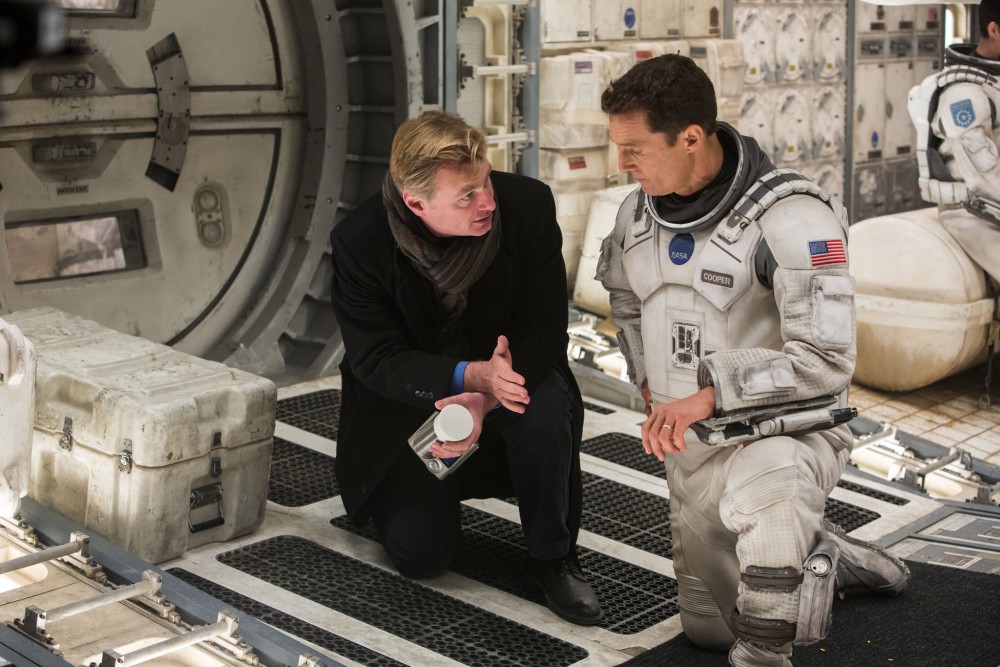 Christopher Nolan and Matthew McConaughey on the set of Interstellar