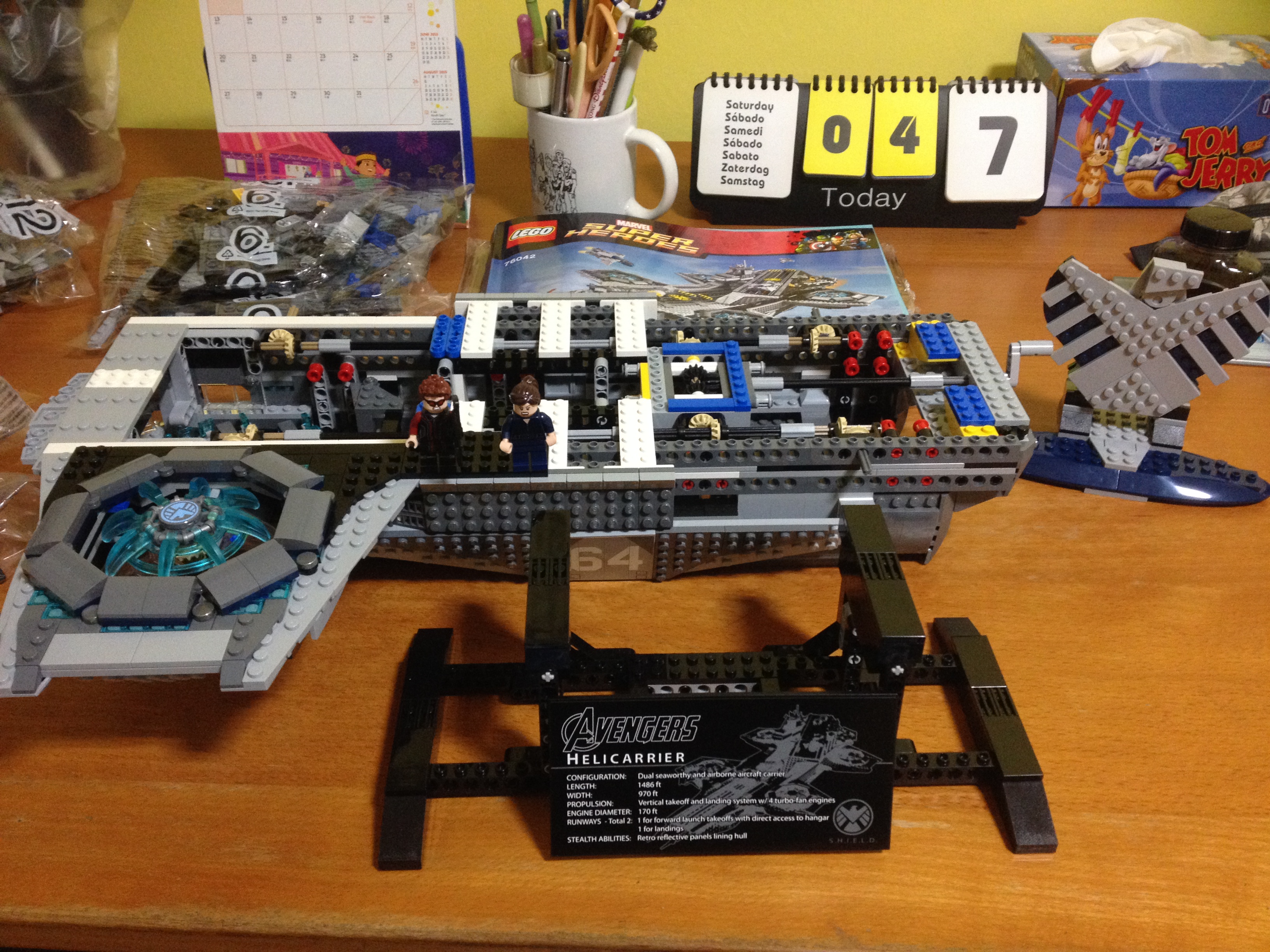 Partially completed Lego SHIELD Helicarrier