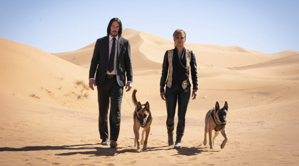Keanu Reeves as John Wick and Halle Berry as Sofia in John Wick: Chapter 3 – Parabellum
