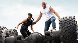 Ramsey (Nathalie Emmanuel) and Dom (Vin Diesel) in Fast & Furious 9, directed by Justin Lin.